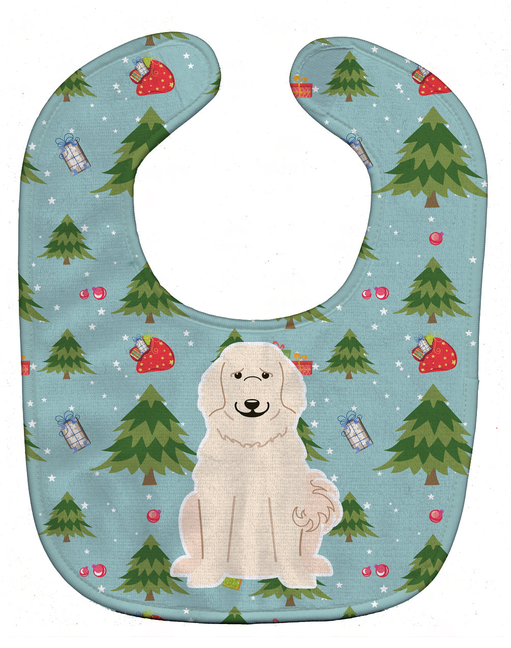 Christmas Great Pyrenese Baby Bib Easy-Clean Baby Bib Baby Feeding Accessory Baby Mealtime Essential, 10 x 13, Multicolor