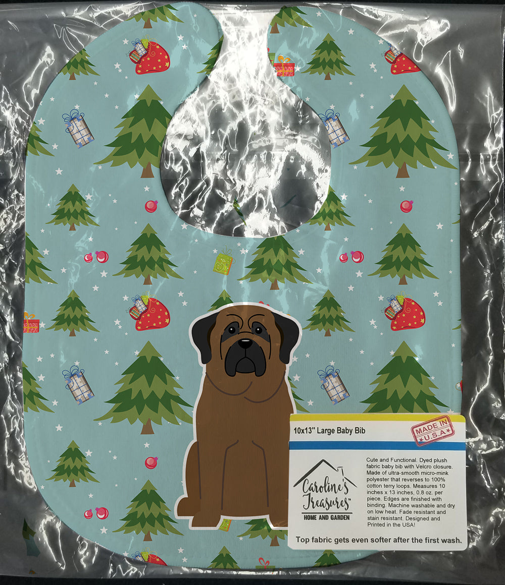 Christmas Bullmastiff Baby Bib Easy-Clean Baby Bib Baby Feeding Accessory Baby Mealtime Essential, 10 x 13, Multicolor