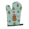 Christmas Shih Tzu Silver Chocolate Oven Mitt Heat Resistant Thick Oven Mitt for Hot Pans and Oven, Kitchen Mitt Protect Hands, Cooking Baking Glove