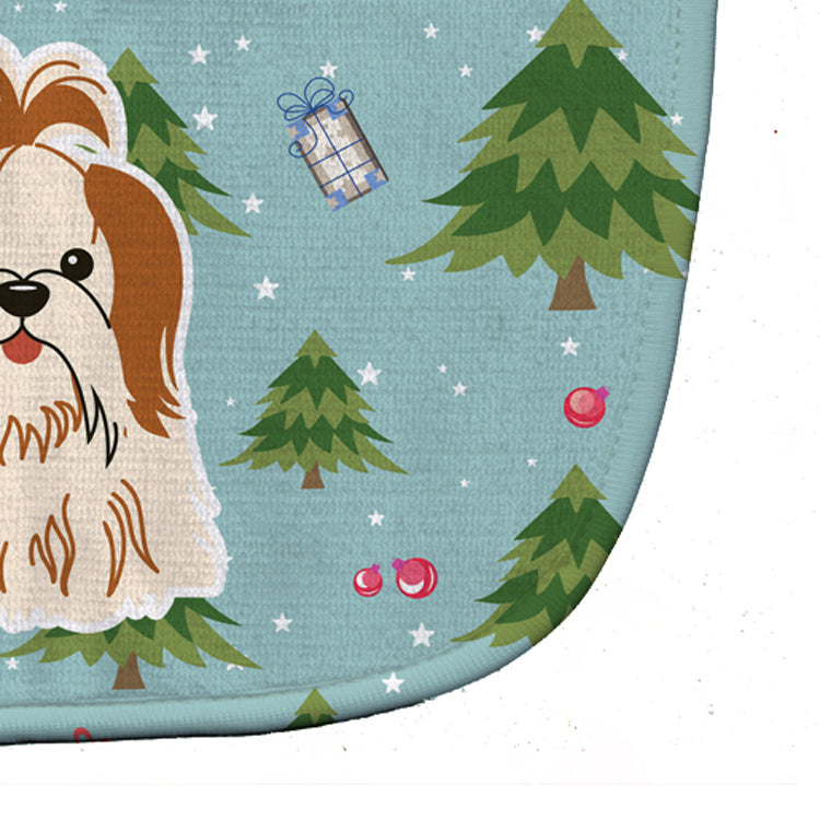 Christmas Shih Tzu Red White Baby Bib Easy-Clean Baby Bib Baby Feeding Accessory Baby Mealtime Essential, 10 x 13, Multicolor