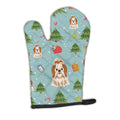 Christmas Shih Tzu Red White Oven Mitt Heat Resistant Thick Oven Mitt for Hot Pans and Oven, Kitchen Mitt Protect Hands, Cooking Baking Glove