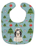 Christmas Shih Tzu Black White Baby Bib Easy-Clean Baby Bib Baby Feeding Accessory Baby Mealtime Essential, 10 x 13, Multicolor