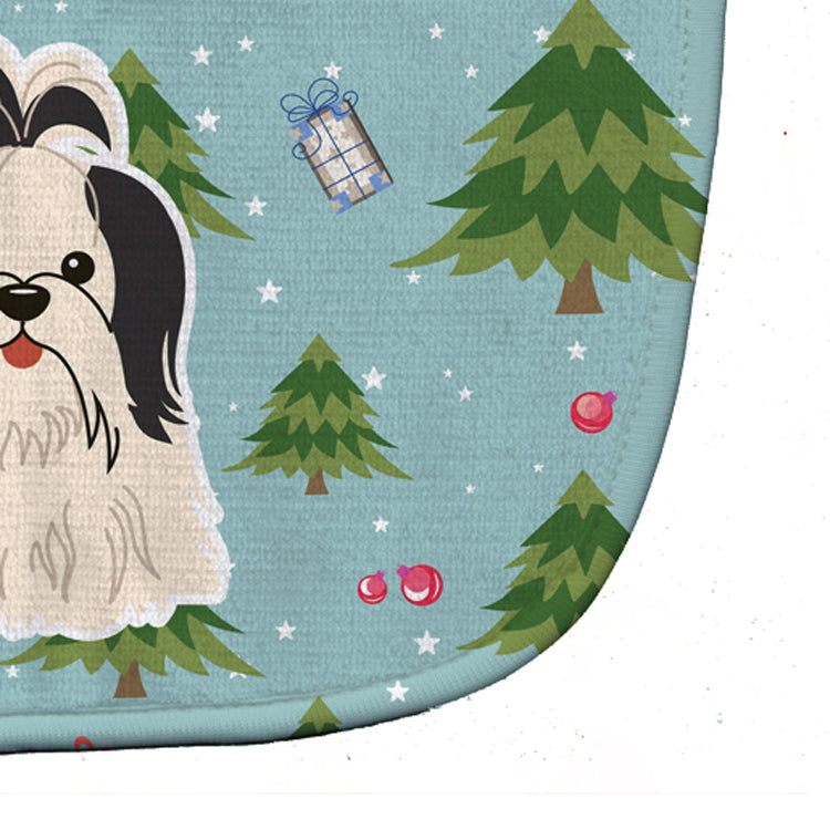 Christmas Shih Tzu Black White Baby Bib Easy-Clean Baby Bib Baby Feeding Accessory Baby Mealtime Essential, 10 x 13, Multicolor