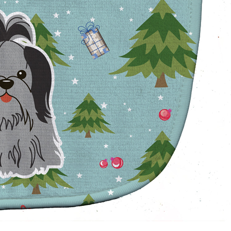 Christmas Shih Tzu Black Silver Baby Bib Easy-Clean Baby Bib Baby Feeding Accessory Baby Mealtime Essential, 10 x 13, Multicolor