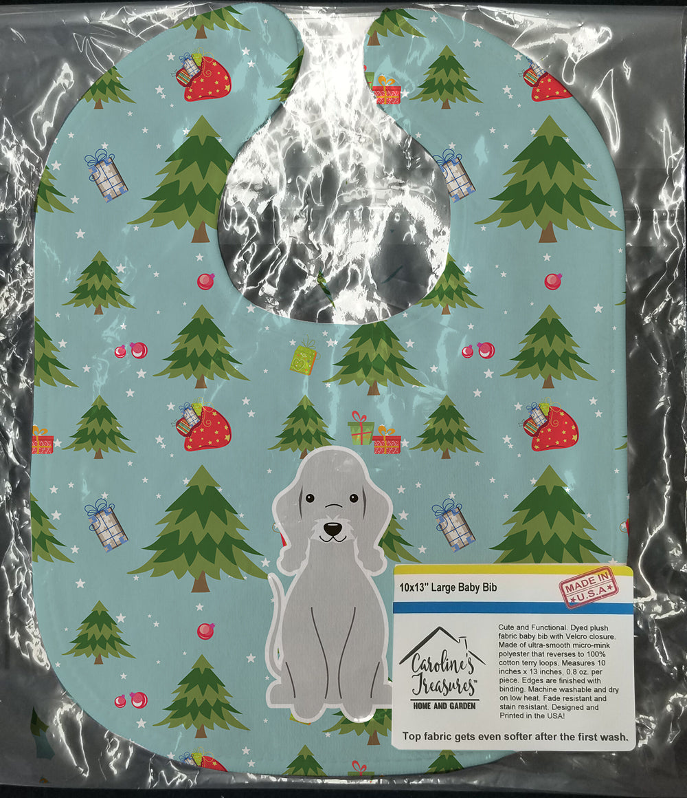 Christmas Bedlington Terrier Blue Baby Bib Easy-Clean Baby Bib Baby Feeding Accessory Baby Mealtime Essential, 10 x 13, Multicolor
