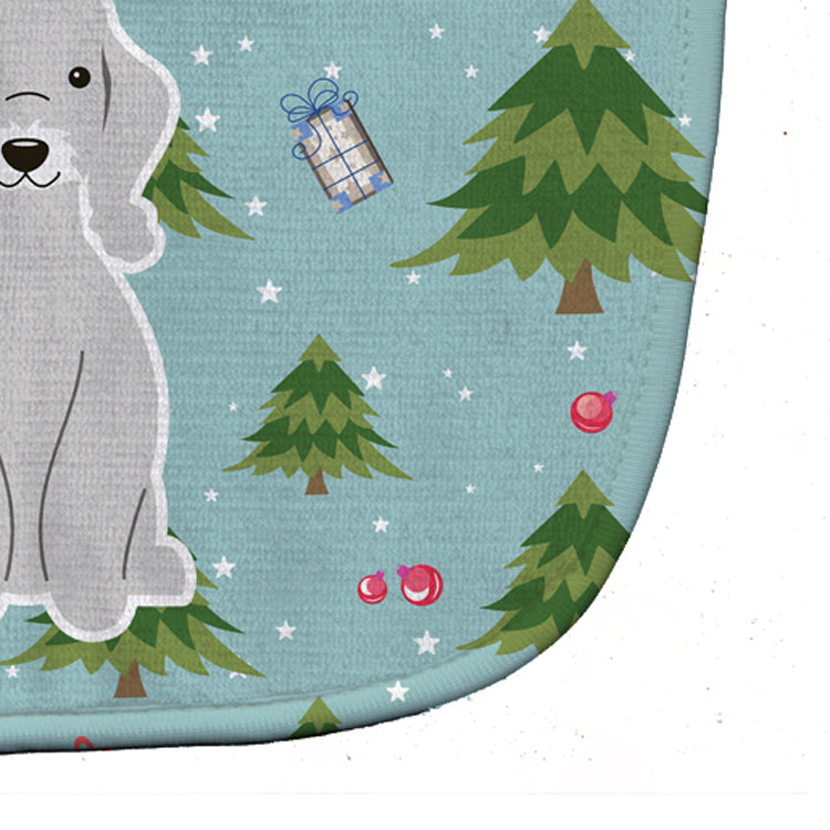 Christmas Bedlington Terrier Blue Baby Bib Easy-Clean Baby Bib Baby Feeding Accessory Baby Mealtime Essential, 10 x 13, Multicolor