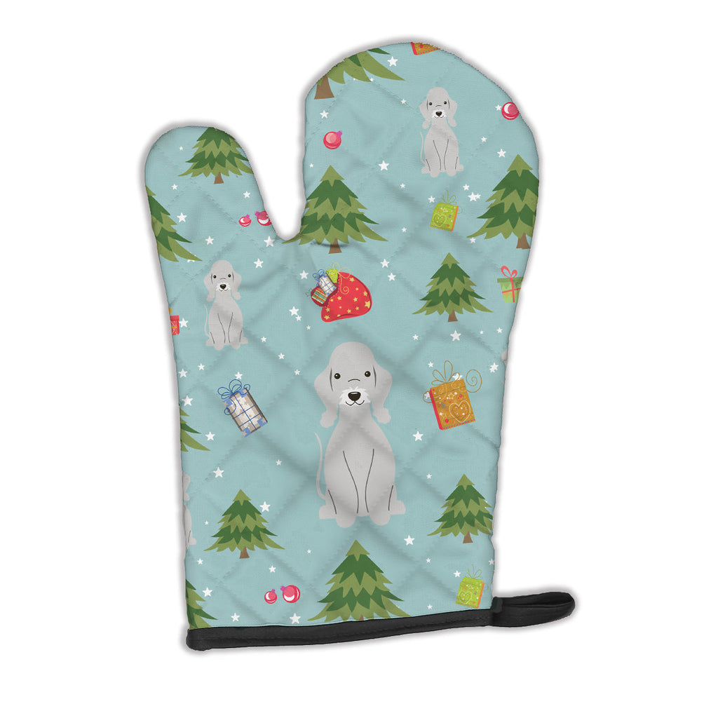 Christmas Bedlington Terrier Blue Oven Mitt Heat Resistant Thick Oven Mitt for Hot Pans and Oven, Kitchen Mitt Protect Hands, Cooking Baking Glove