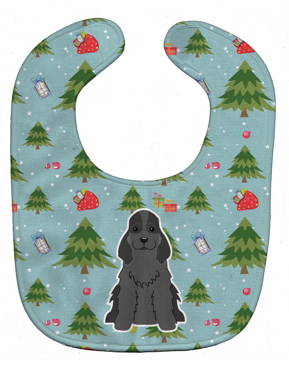 Christmas Cocker Spaniel Black Baby Bib Easy-Clean Baby Bib Baby Feeding Accessory Baby Mealtime Essential, 10 x 13, Multicolor