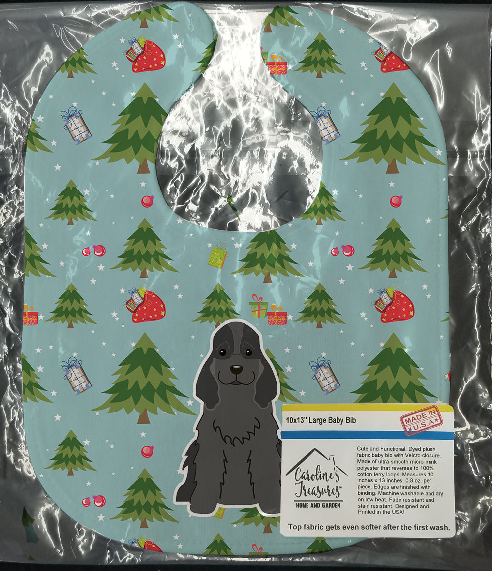 Christmas Cocker Spaniel Black Baby Bib Easy-Clean Baby Bib Baby Feeding Accessory Baby Mealtime Essential, 10 x 13, Multicolor