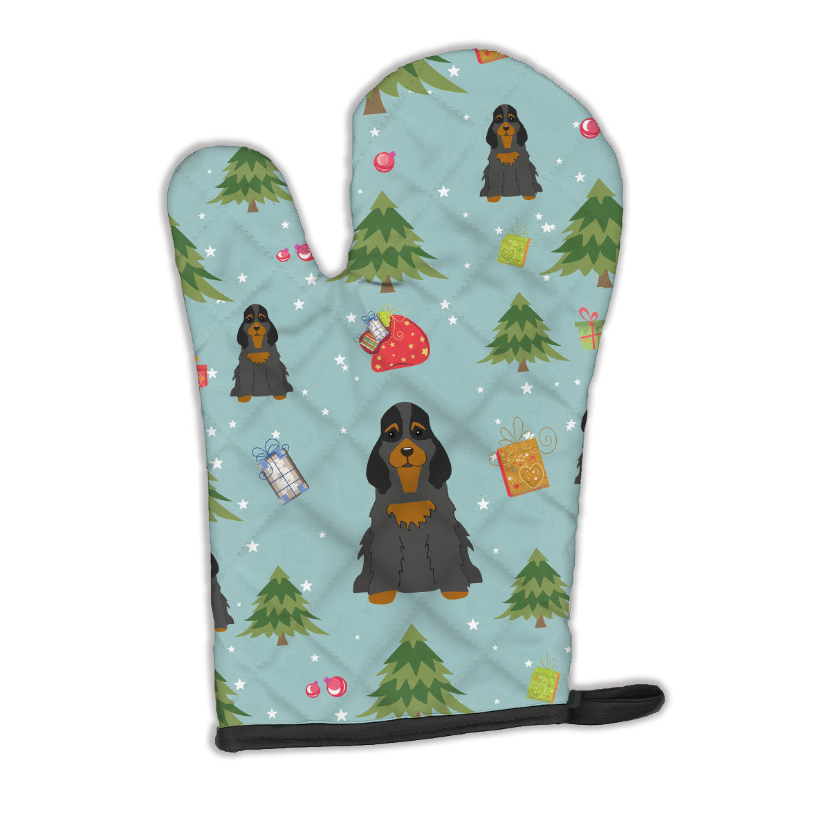 Christmas Cocker Spaniel Black Tan Oven Mitt Heat Resistant Thick Oven Mitt for Hot Pans and Oven, Kitchen Mitt Protect Hands, Cooking Baking Glove