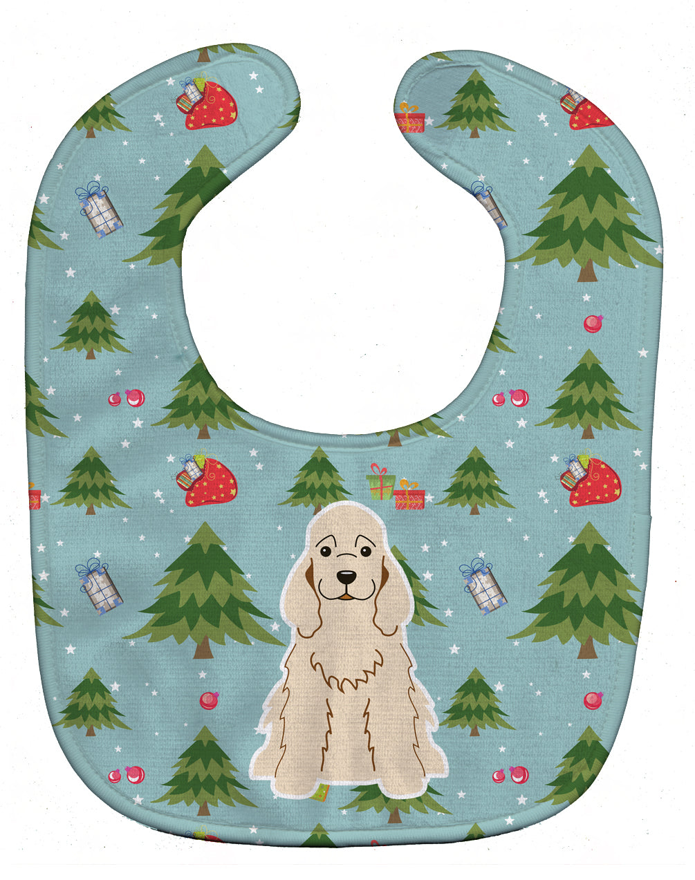 Christmas Cocker Spaniel Buff Baby Bib Easy-Clean Baby Bib Baby Feeding Accessory Baby Mealtime Essential, 10 x 13, Multicolor