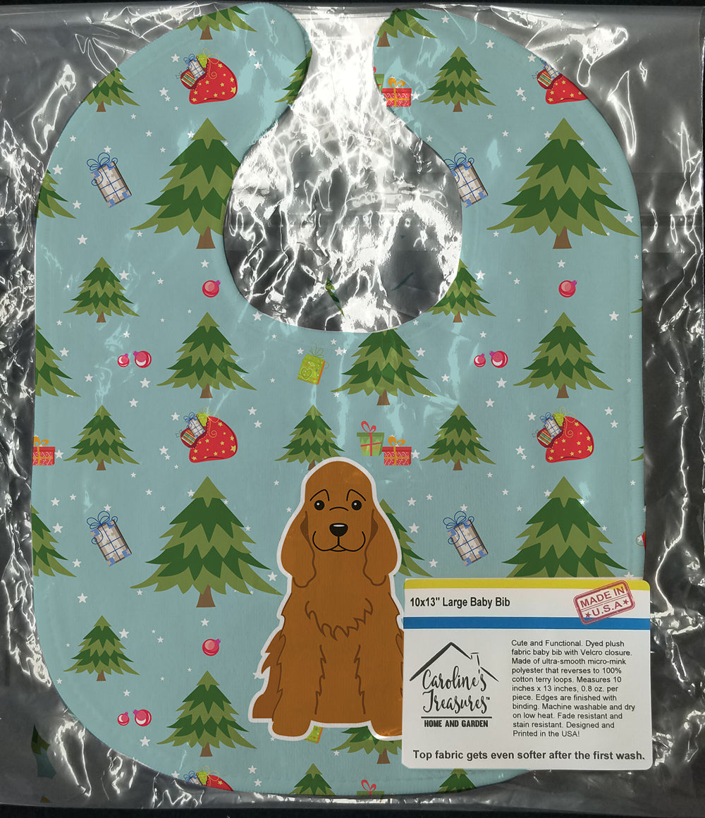 Christmas Cocker Spaniel Red Baby Bib Easy-Clean Baby Bib Baby Feeding Accessory Baby Mealtime Essential, 10 x 13, Multicolor