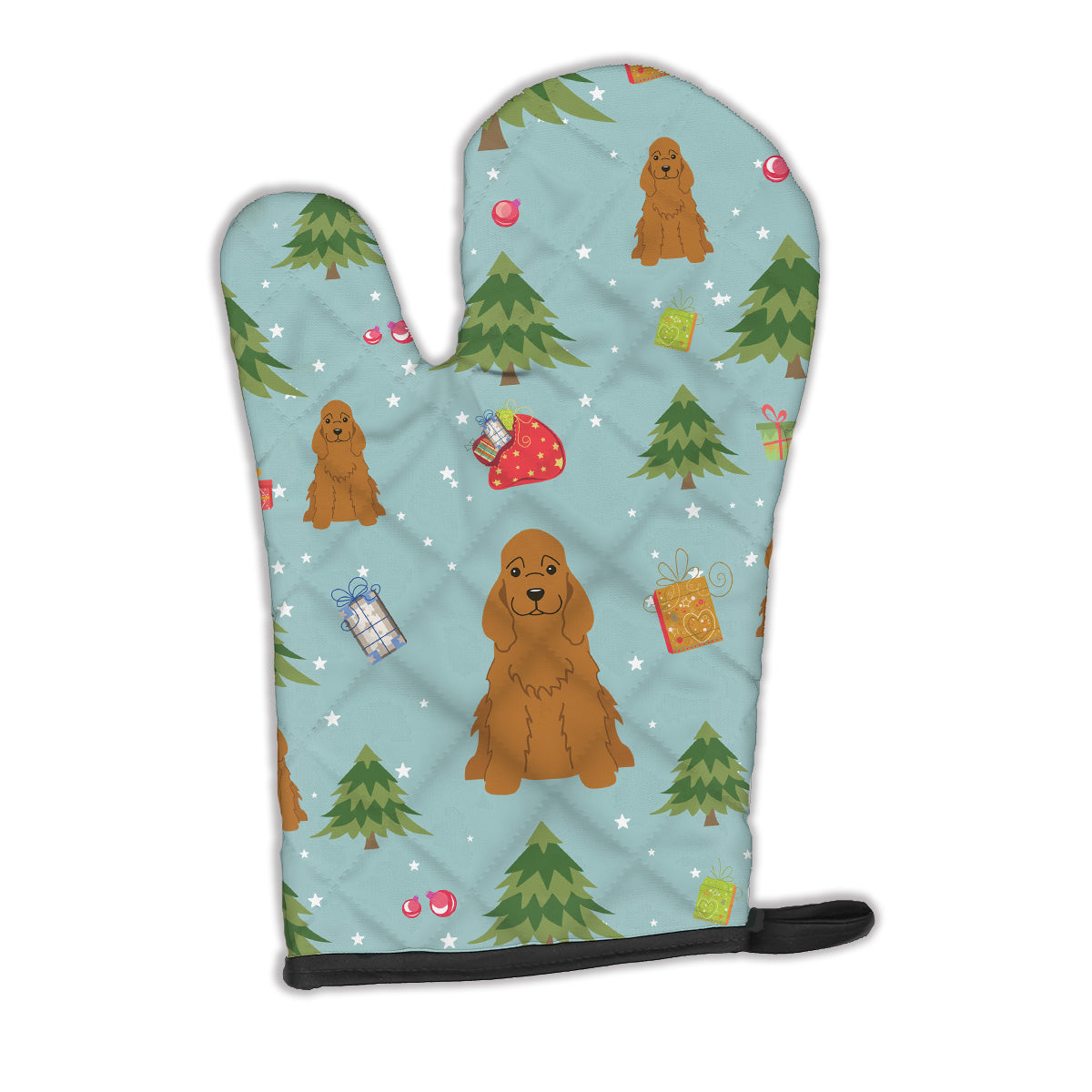 Christmas Cocker Spaniel Red Oven Mitt Heat Resistant Thick Oven Mitt for Hot Pans and Oven, Kitchen Mitt Protect Hands, Cooking Baking Glove