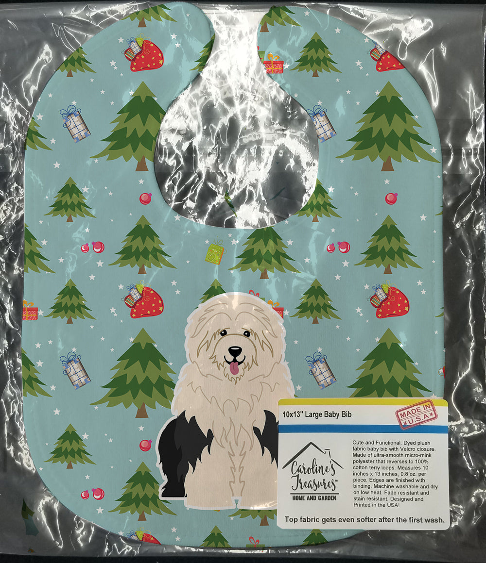 Christmas Old English Sheepdog Baby Bib Easy-Clean Baby Bib Baby Feeding Accessory Baby Mealtime Essential, 10 x 13, Multicolor