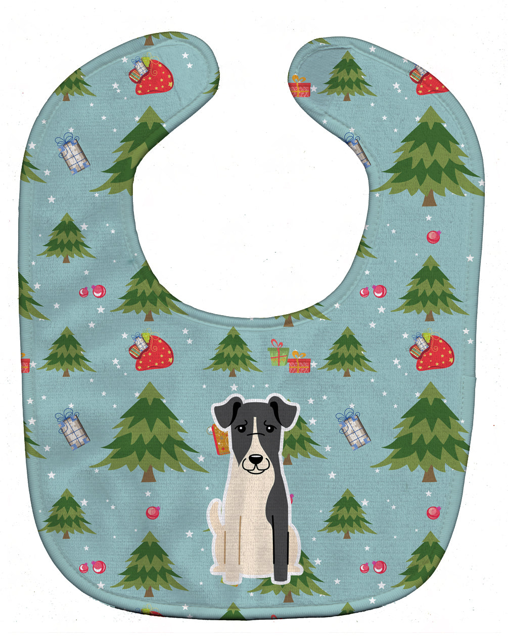 Christmas Smooth Fox Terrier Baby Bib Easy-Clean Baby Bib Baby Feeding Accessory Baby Mealtime Essential, 10 x 13, Multicolor