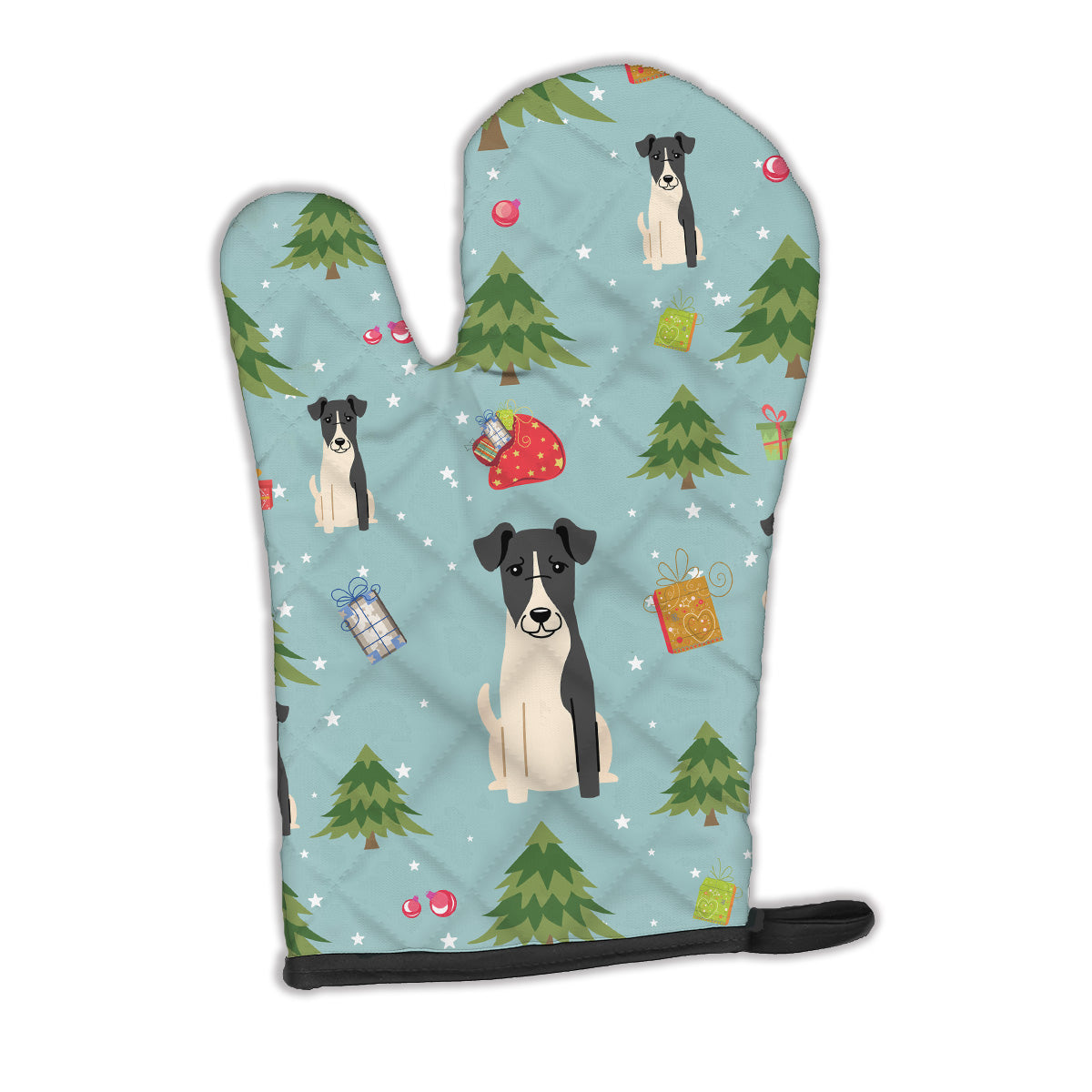 Christmas Smooth Fox Terrier Oven Mitt Heat Resistant Thick Oven Mitt for Hot Pans and Oven, Kitchen Mitt Protect Hands, Cooking Baking Glove