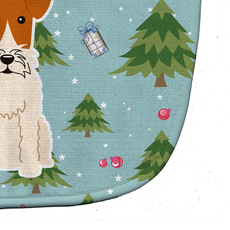 Christmas Wire Fox Terrier Baby Bib Easy-Clean Baby Bib Baby Feeding Accessory Baby Mealtime Essential, 10 x 13, Multicolor