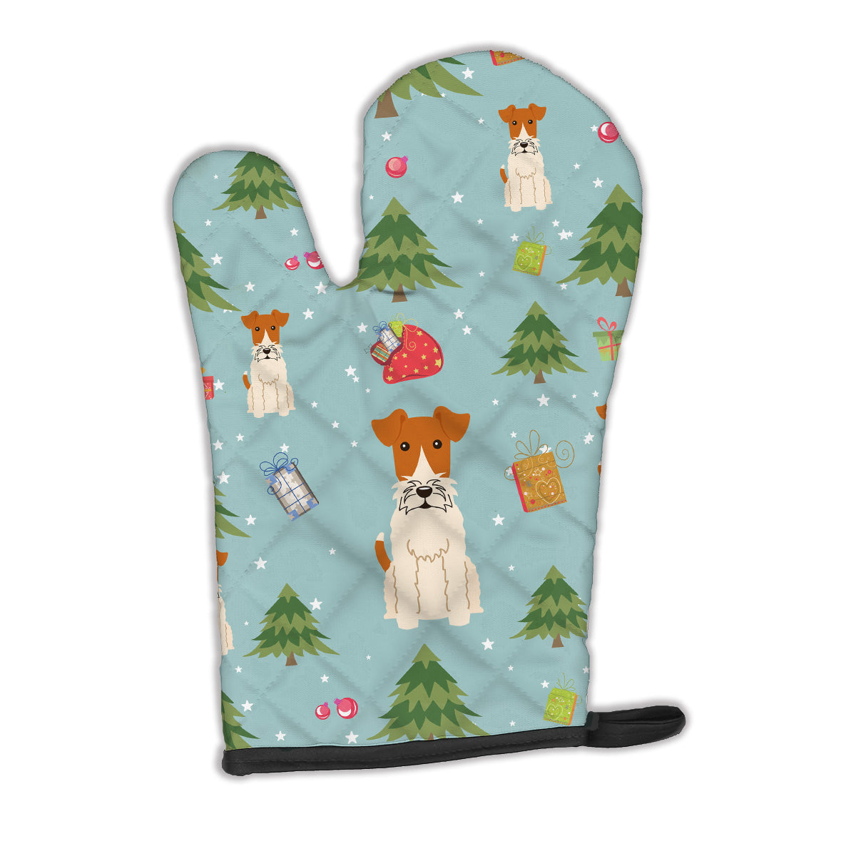 Christmas Wire Fox Terrier Oven Mitt Heat Resistant Thick Oven Mitt for Hot Pans and Oven, Kitchen Mitt Protect Hands, Cooking Baking Glove