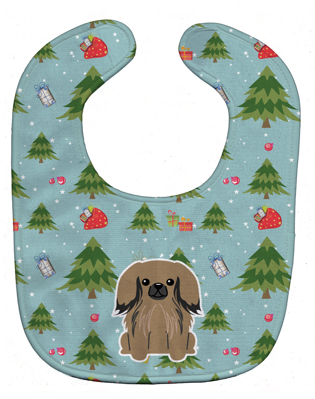 Christmas Pekingese Tan Baby Bib Easy-Clean Baby Bib Baby Feeding Accessory Baby Mealtime Essential, 10 x 13, Multicolor