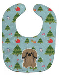 Christmas Pekingese Tan Baby Bib Easy-Clean Baby Bib Baby Feeding Accessory Baby Mealtime Essential, 10 x 13, Multicolor