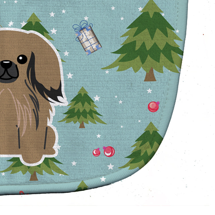 Christmas Pekingese Tan Baby Bib Easy-Clean Baby Bib Baby Feeding Accessory Baby Mealtime Essential, 10 x 13, Multicolor
