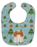 Christmas Pekingese Red White Baby Bib Easy-Clean Baby Bib Baby Feeding Accessory Baby Mealtime Essential, 10 x 13, Multicolor