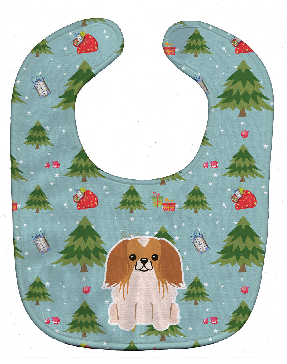Christmas Pekingese Red White Baby Bib Easy-Clean Baby Bib Baby Feeding Accessory Baby Mealtime Essential, 10 x 13, Multicolor