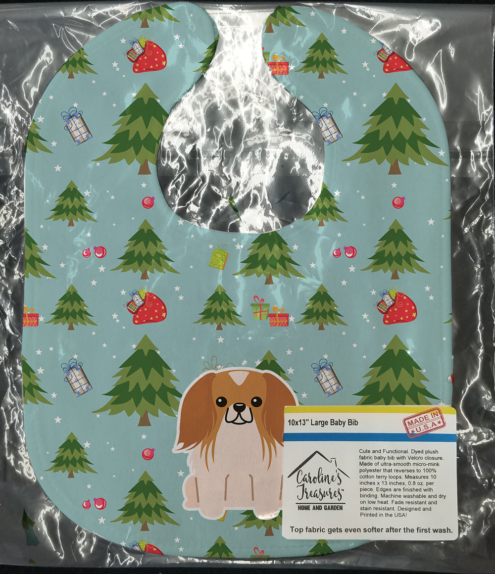Christmas Pekingese Red White Baby Bib Easy-Clean Baby Bib Baby Feeding Accessory Baby Mealtime Essential, 10 x 13, Multicolor