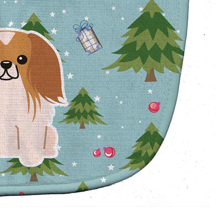 Christmas Pekingese Red White Baby Bib Easy-Clean Baby Bib Baby Feeding Accessory Baby Mealtime Essential, 10 x 13, Multicolor