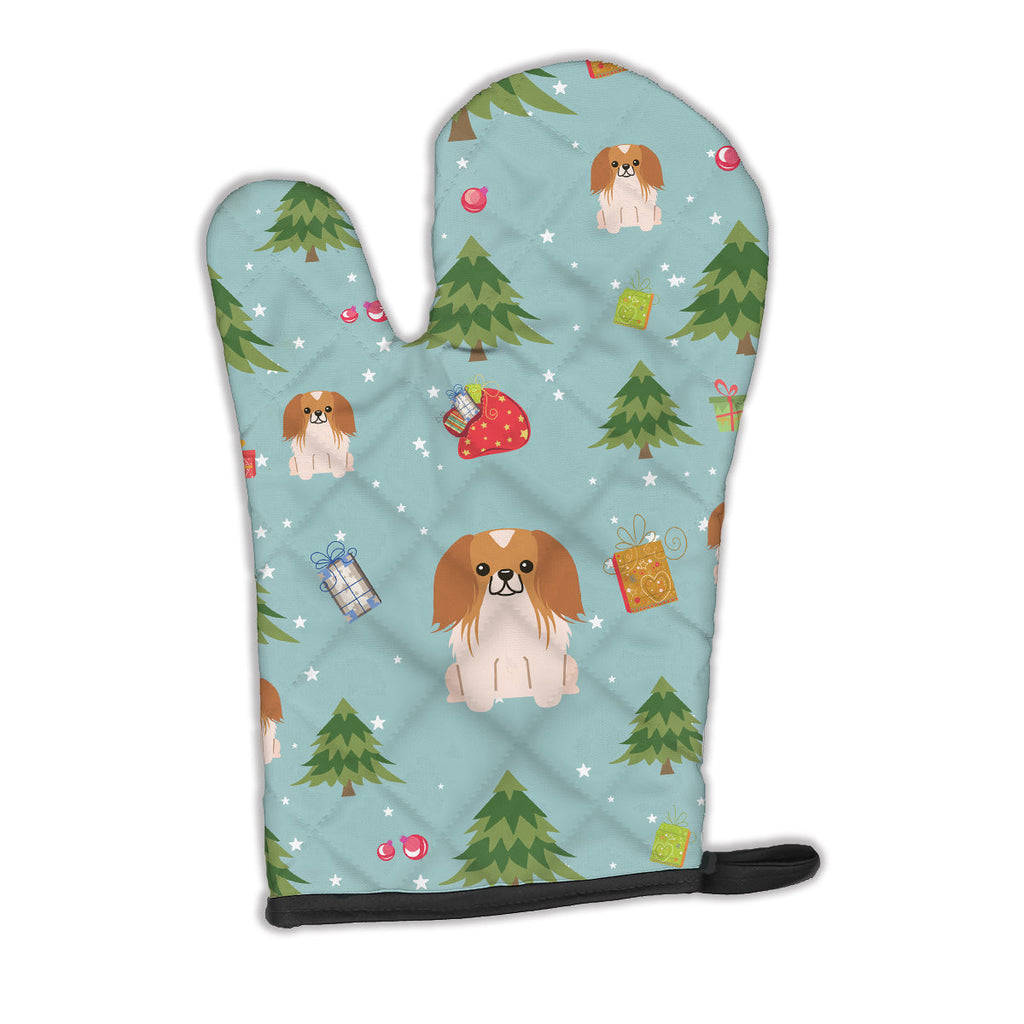 Christmas Pekingese Red White Oven Mitt Heat Resistant Thick Oven Mitt for Hot Pans and Oven, Kitchen Mitt Protect Hands, Cooking Baking Glove