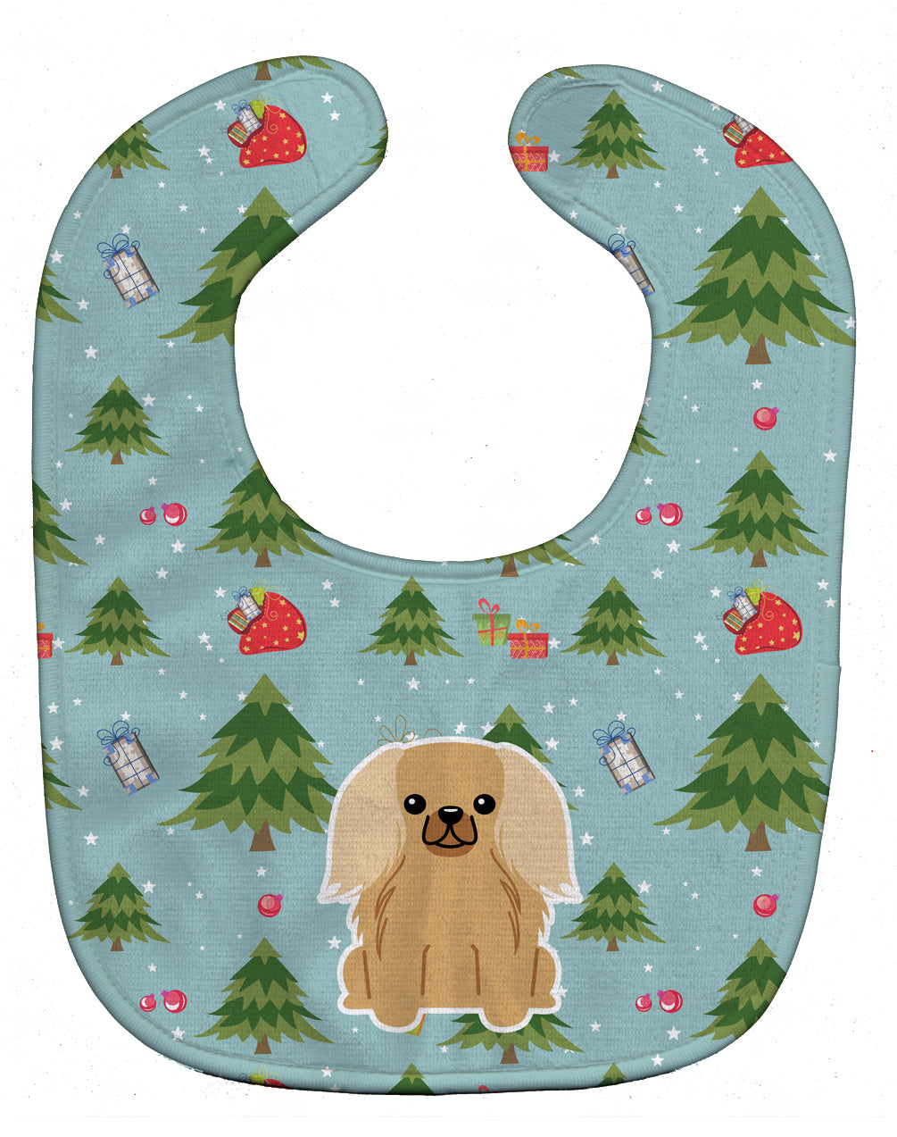 Christmas Pekingese Fawn Sable Baby Bib Easy-Clean Baby Bib Baby Feeding Accessory Baby Mealtime Essential, 10 x 13, Multicolor
