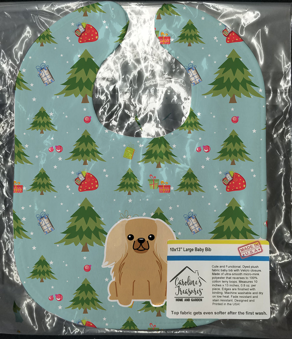 Christmas Pekingese Fawn Sable Baby Bib Easy-Clean Baby Bib Baby Feeding Accessory Baby Mealtime Essential, 10 x 13, Multicolor