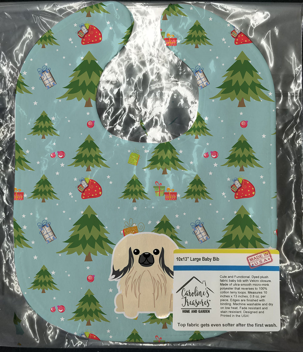 Christmas Pekingese Cream Baby Bib Easy-Clean Baby Bib Baby Feeding Accessory Baby Mealtime Essential, 10 x 13, Multicolor