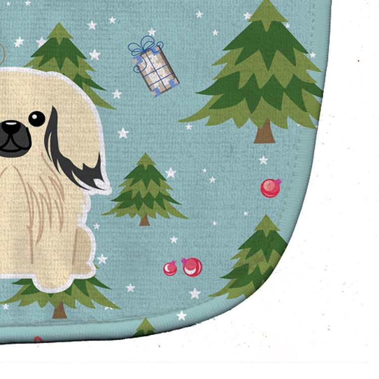 Christmas Pekingese Cream Baby Bib Easy-Clean Baby Bib Baby Feeding Accessory Baby Mealtime Essential, 10 x 13, Multicolor