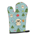 Christmas Pekingese Cream Oven Mitt Heat Resistant Thick Oven Mitt for Hot Pans and Oven, Kitchen Mitt Protect Hands, Cooking Baking Glove