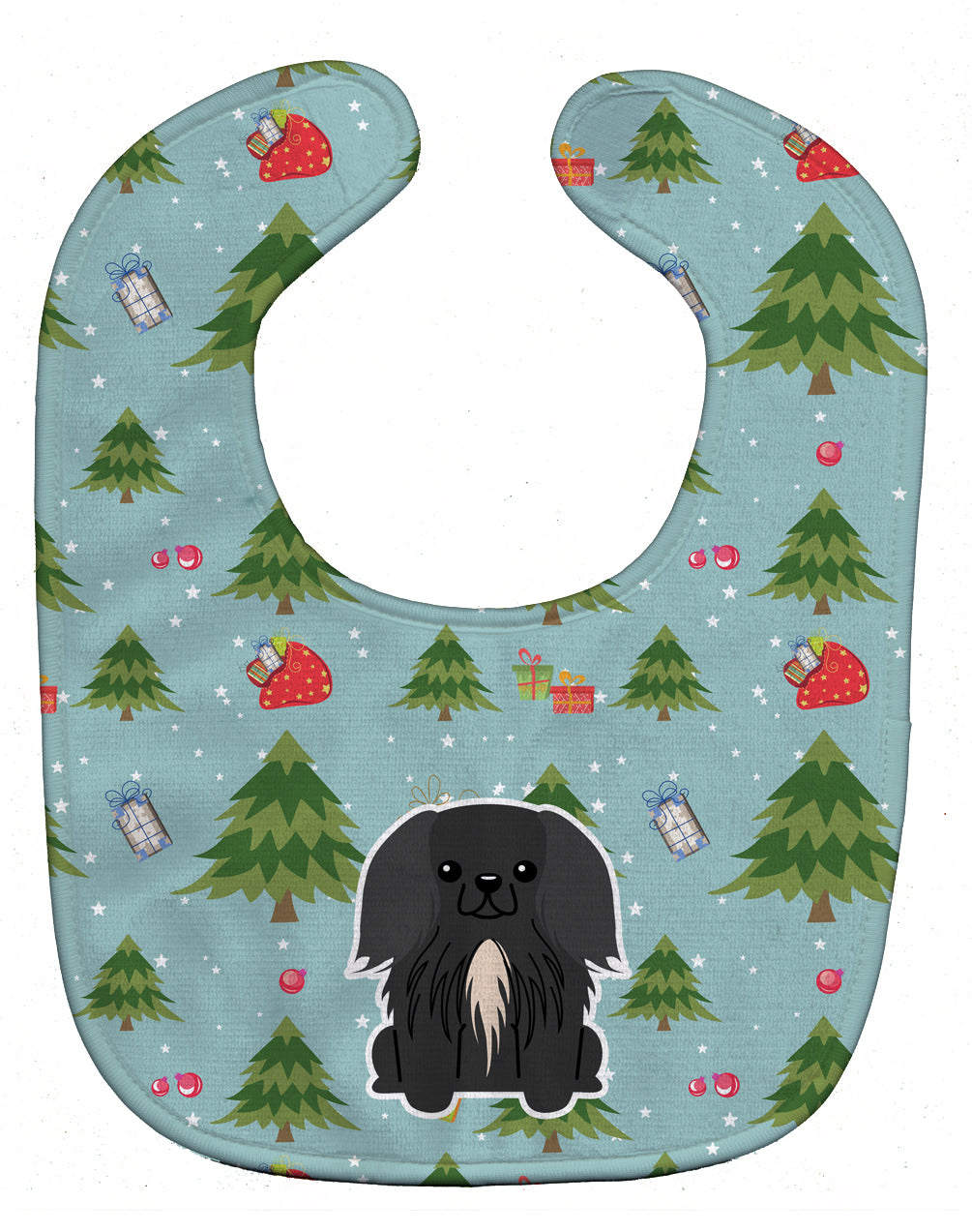 Christmas Pekingese Black Baby Bib Easy-Clean Baby Bib Baby Feeding Accessory Baby Mealtime Essential, 10 x 13, Multicolor