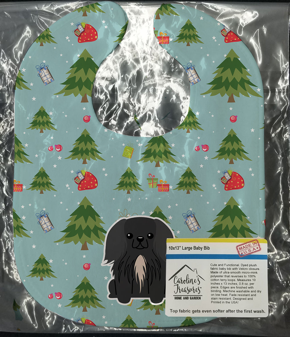Christmas Pekingese Black Baby Bib Easy-Clean Baby Bib Baby Feeding Accessory Baby Mealtime Essential, 10 x 13, Multicolor