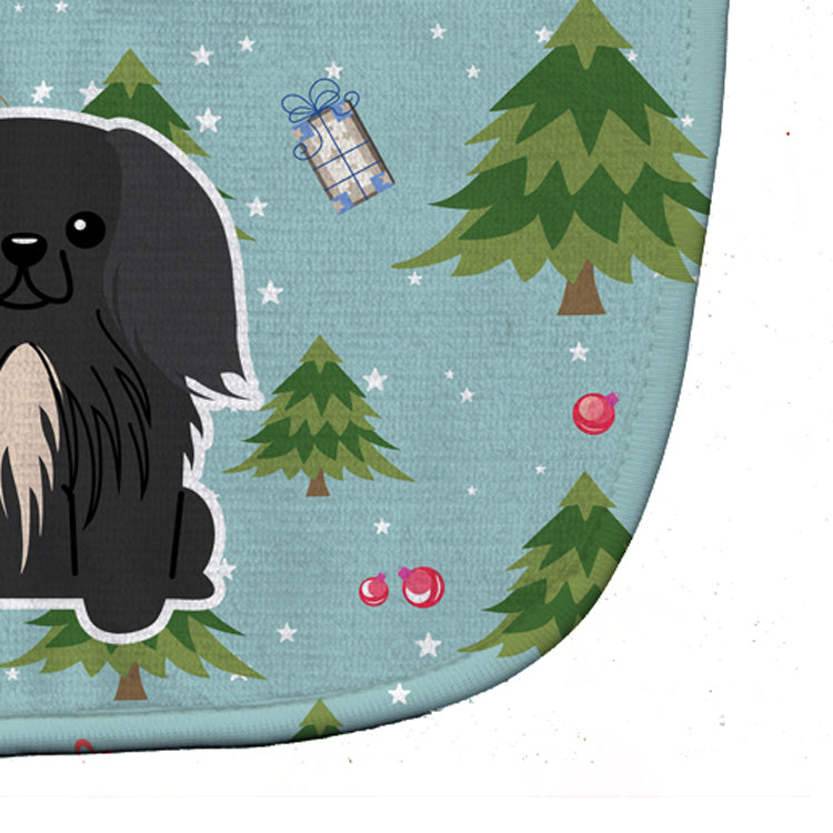 Christmas Pekingese Black Baby Bib Easy-Clean Baby Bib Baby Feeding Accessory Baby Mealtime Essential, 10 x 13, Multicolor
