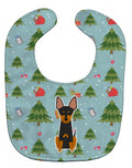 Christmas English Toy Terrier Baby Bib Easy-Clean Baby Bib Baby Feeding Accessory Baby Mealtime Essential, 10 x 13, Multicolor