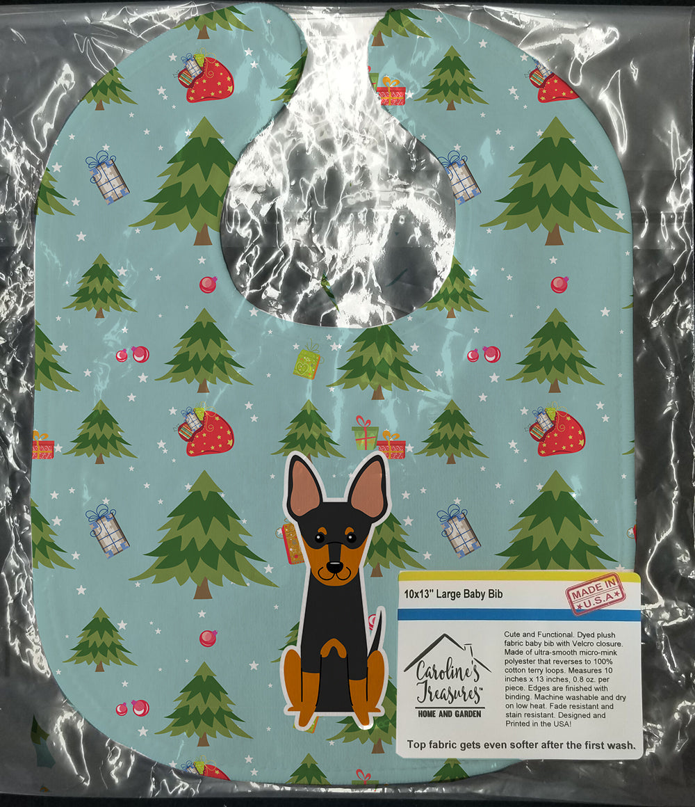 Christmas English Toy Terrier Baby Bib Easy-Clean Baby Bib Baby Feeding Accessory Baby Mealtime Essential, 10 x 13, Multicolor