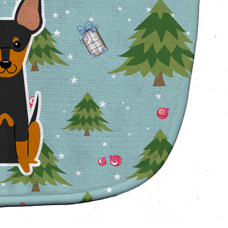 Christmas English Toy Terrier Baby Bib Easy-Clean Baby Bib Baby Feeding Accessory Baby Mealtime Essential, 10 x 13, Multicolor