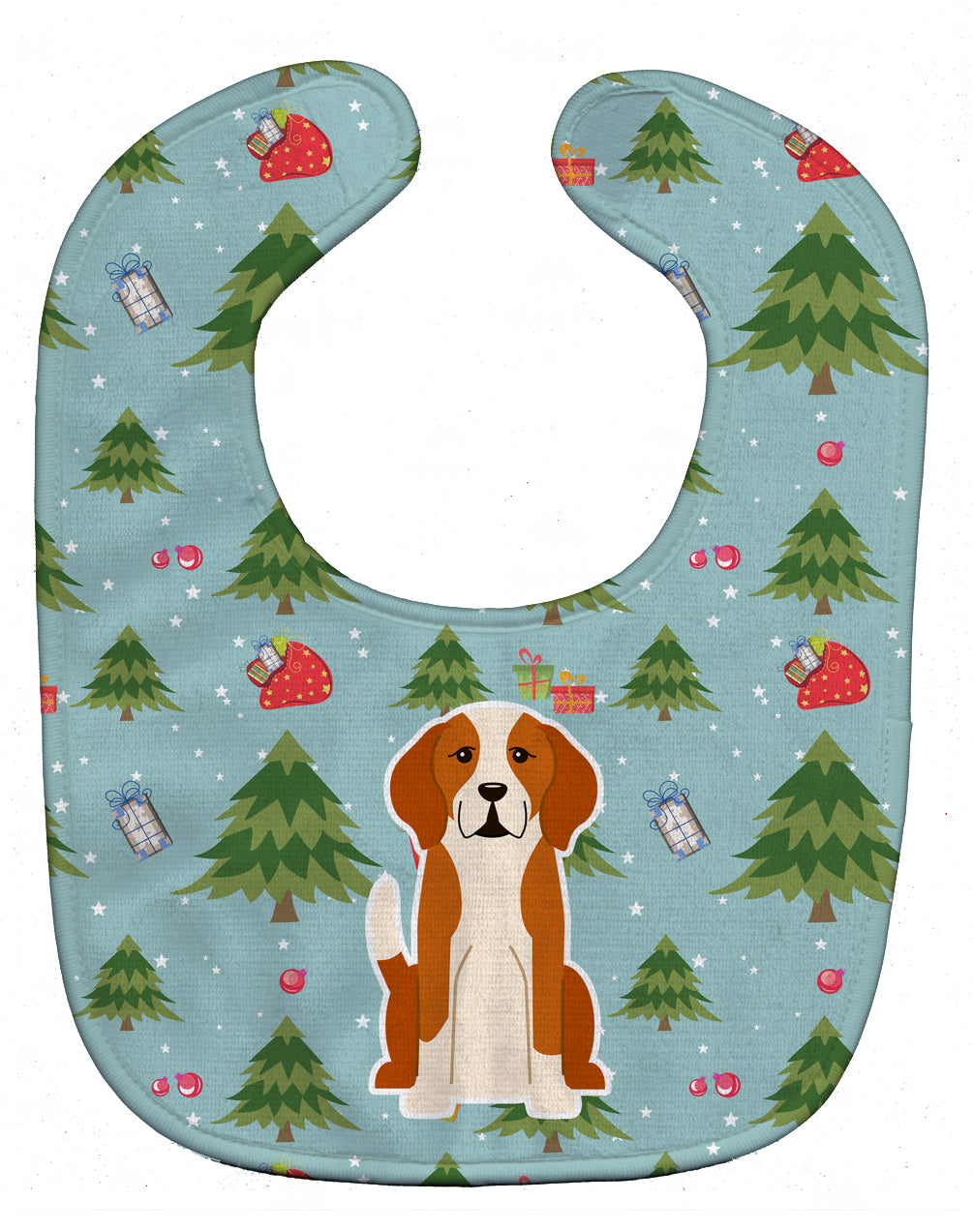 Christmas English Foxhound Baby Bib Easy-Clean Baby Bib Baby Feeding Accessory Baby Mealtime Essential, 10 x 13, Multicolor