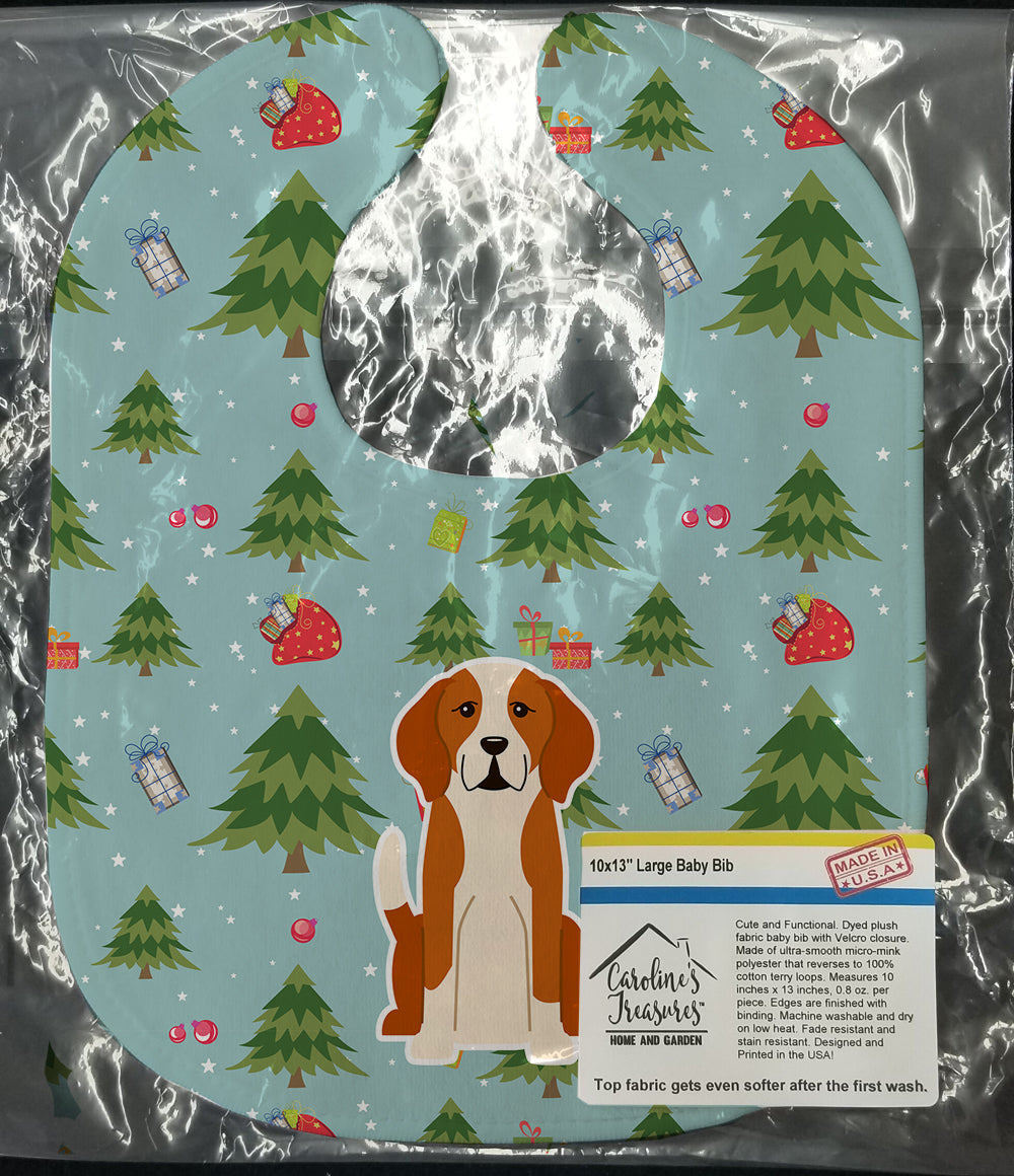 Christmas English Foxhound Baby Bib Easy-Clean Baby Bib Baby Feeding Accessory Baby Mealtime Essential, 10 x 13, Multicolor