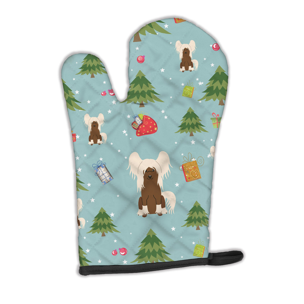 Christmas Chinese Crested Cream Oven Mitt Heat Resistant Thick Oven Mitt for Hot Pans and Oven, Kitchen Mitt Protect Hands, Cooking Baking Glove