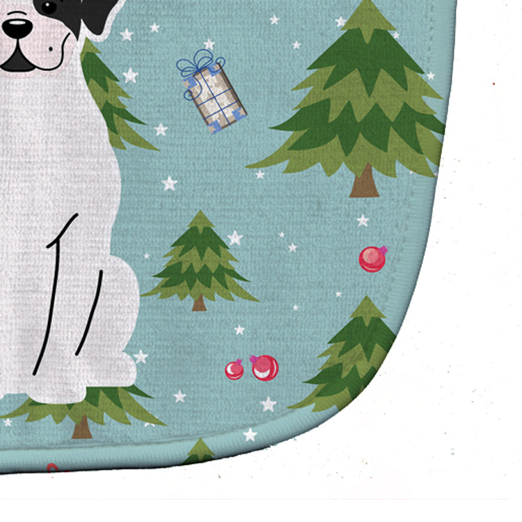 Christmas White Boxer Cooper Baby Bib Easy-Clean Baby Bib Baby Feeding Accessory Baby Mealtime Essential, 10 x 13, Multicolor