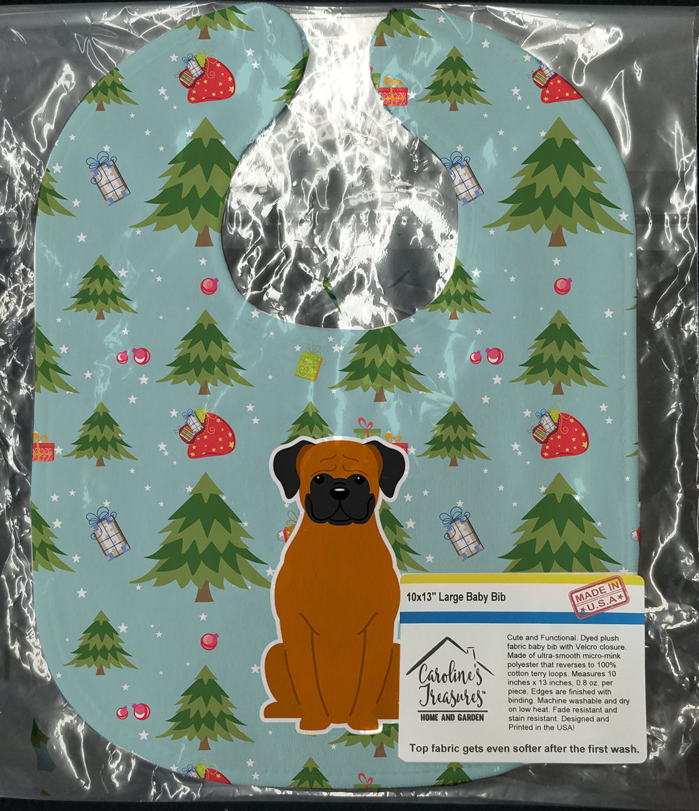 Christmas Fawn Boxer Baby Bib Easy-Clean Baby Bib Baby Feeding Accessory Baby Mealtime Essential, 10 x 13, Multicolor