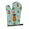 Christmas Fawn Boxer Oven Mitt Heat Resistant Thick Oven Mitt for Hot Pans and Oven, Kitchen Mitt Protect Hands, Cooking Baking Glove