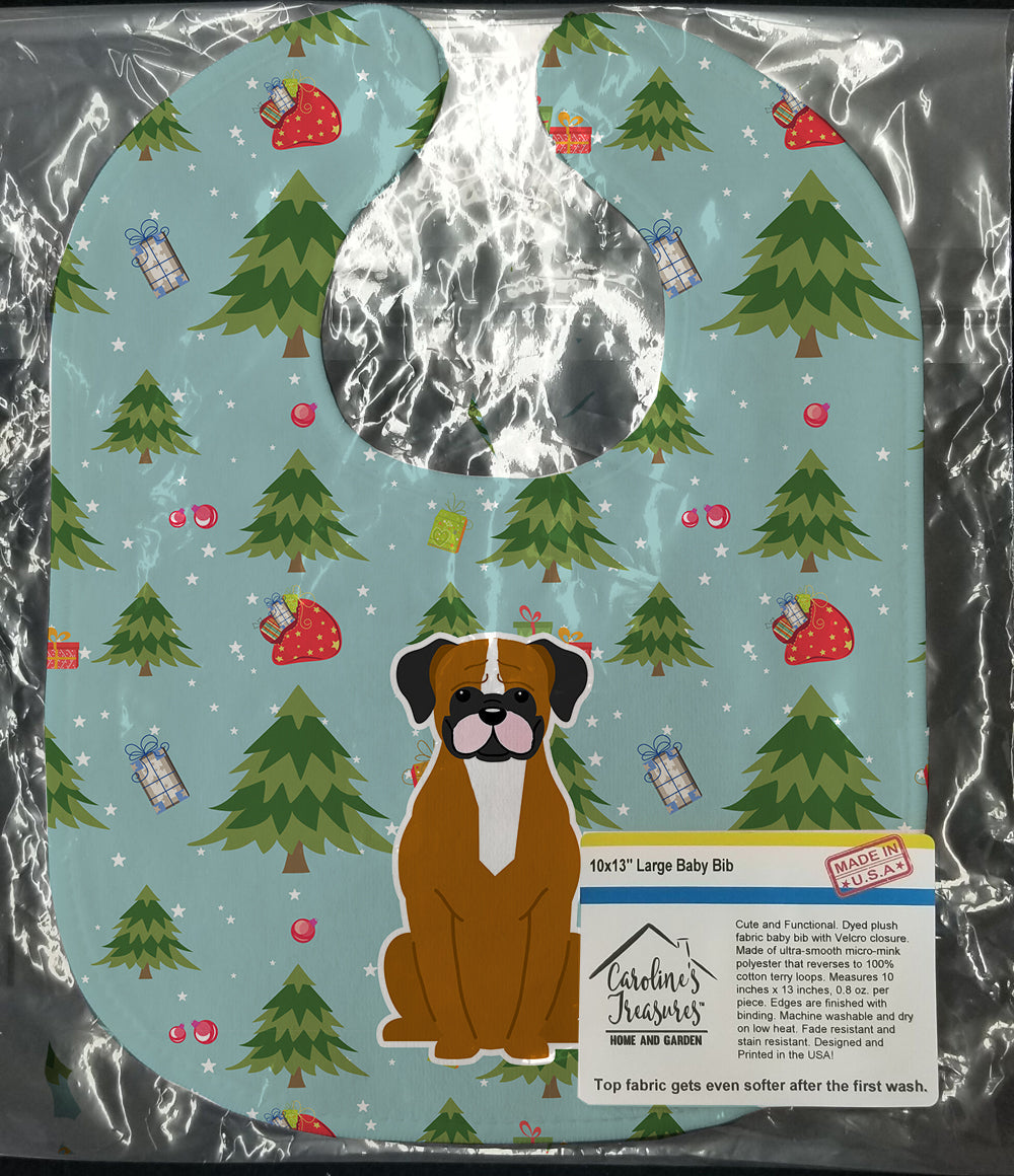 Christmas Flashy Fawn Boxer Baby Bib Easy-Clean Baby Bib Baby Feeding Accessory Baby Mealtime Essential, 10 x 13, Multicolor