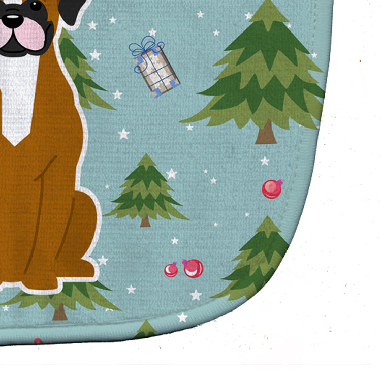 Christmas Flashy Fawn Boxer Baby Bib Easy-Clean Baby Bib Baby Feeding Accessory Baby Mealtime Essential, 10 x 13, Multicolor
