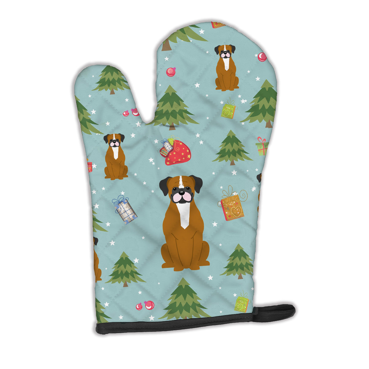 Christmas Flashy Fawn Boxer Oven Mitt Heat Resistant Thick Oven Mitt for Hot Pans and Oven, Kitchen Mitt Protect Hands, Cooking Baking Glove
